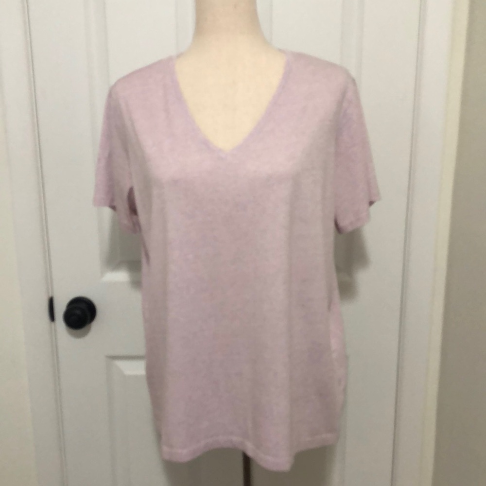 Lands' End Relaxed Fit Short Sleeve V-Neck Lavender Cloud Top